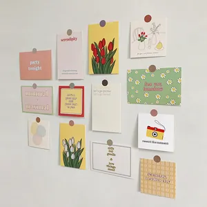 Floral and geometric aesthetic wall decor postcard set for room decoration and photo props
