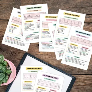 Set di 40 flashcard per ritmo ECG e guide di studio clinico per la frequenza cardiaca