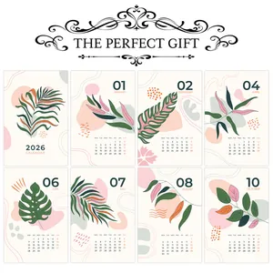 2026 Calendar Cards Botanical Minimalist Abstract Plant Illustrations Monthly Plan Wall Decor Paper Postcards Gift