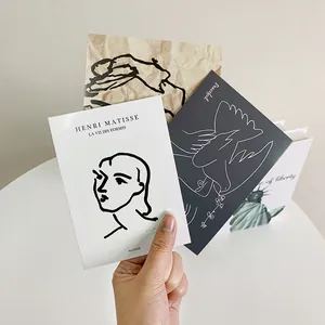 Minimalist Matisse abstract line art postcards featuring figures and doves for home decor