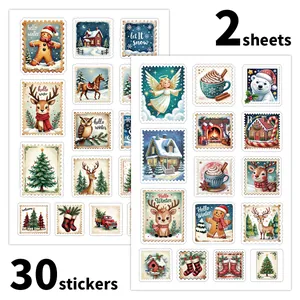 Pegatinas Decorativas Estilo Sello Invierno Navidad Para Envoltura Regalos Festivos DIY Scrapbooking Etiquetas Diario