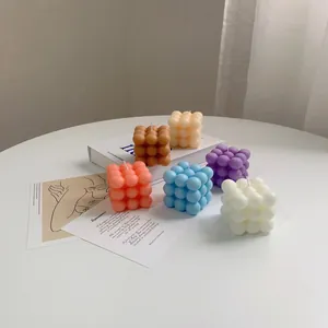 Handmade Scented Candle Bubble Cube Fruit Shape Lemon Orange Cheese Aesthetic Nordic Style Soy Wax Home Decor Photography Prop Gift