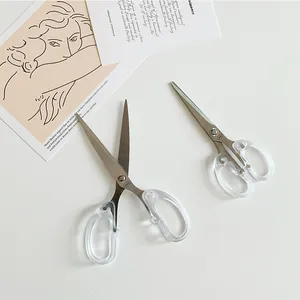 Ciseaux en Acier Inoxydable à Manche Transparent Minimaliste Fournitures de Bureau Maison Scrapbooking Art Coupe Ciseaux