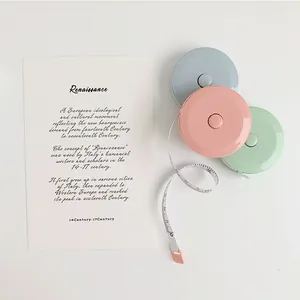 Mini portable retractable soft tape measure set in pastel candy colors for body measuring