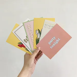 Vintage tulip and geometric art cards with artistic English lettering for wall decor