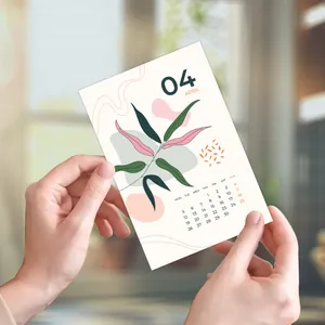 2026 Nordic style botanical calendar card for April with minimalist plant illustration
