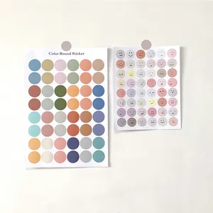 Lot de stickers ronds couleur Morandi et étiquettes adhésives emoji minimalistes
