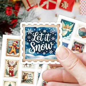 Set de pegatinas navideñas con diseños de Let it Snow para decorar bolsas de regalo