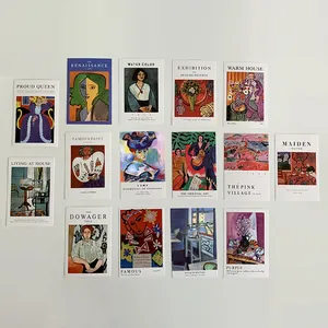 Set of 15 aesthetic Nordic art cards featuring Impressionist and Cubist style portraits