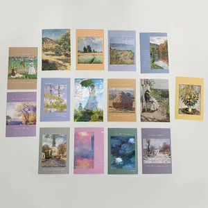 Set of 15 Nordic style Impressionist art cards featuring Monet oil painting designs