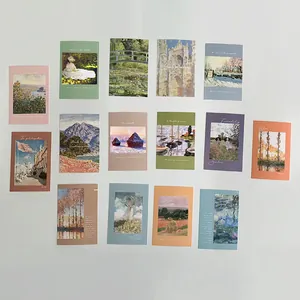 Detail of 15 Impressionist art cards featuring oil painting scenery and artistic text
