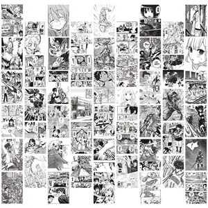 Lot de 50 posters muraux manga noir et blanc avec scènes iconiques pour décoration