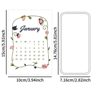 2026 minimalist monthly calendar cards with floral border for wall decoration