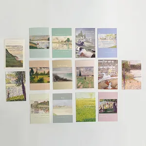 Detailed grid showing 16 Impressionist art decor cards with oil painting landscapes