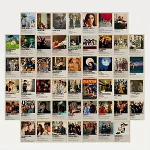Set of 50 vintage movie poster postcards featuring classic cinema titles and retro art