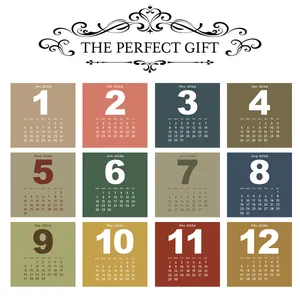 Minimalist 2026 yearly wall calendar with colorful vintage grids for home office decor