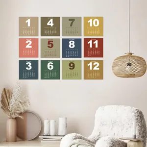 2026 calendar wall cards in 12-month set with minimalist Morandi color design