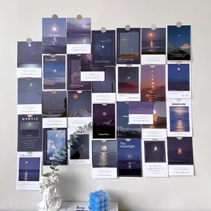 15 minimalistische ästhetische Karten mit Mond- und Ozeanmotiven für Wanddeko