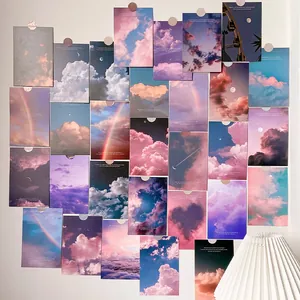 Set de 30 tarjetas decorativas de pared con fotos estéticas de cielos y nubes suaves