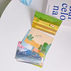 Artistic landscape postcard set with hand-drawn scenery for aesthetic wall decoration
