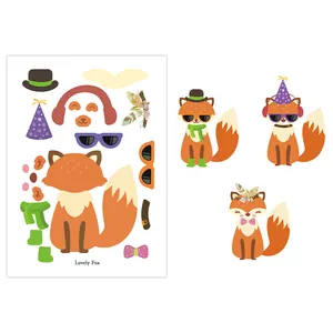 Détails des autocollants DIY Lovely Fox avec accessoires pour la créativité enfant
