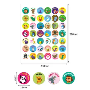 Autocollants de récompense pour enfants avec animaux et phrases motivantes en anglais