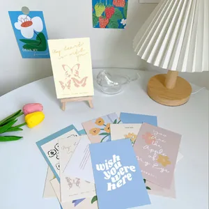Lot de 30 cartes postales fleurs nordiques avec support bois pour déco murale