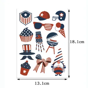 US Independence Day sticker sheet with 13 themed icons in 18.1x13.1cm size