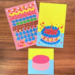 Biglietti d'Auguri per Compleanno con Orsetto Carino in Stile Coreano Adesivi Alfabeto per Decorazione Regali Fai da Te