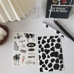 Ins Style Cow Print Stickers Waterproof Coated Paper Decorative Labels For DIY Scrapbooking Stationery Hand Account Journaling