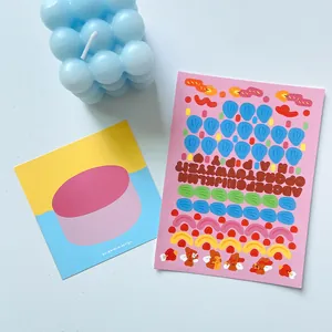 Set adesivi coreani orsetto carino con 26 lettere e cartolina d'arte decorativa colorata