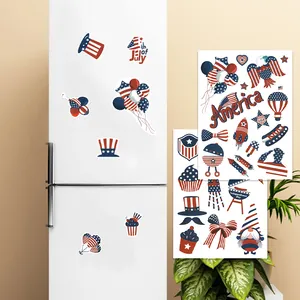 Independence Day patriotic stickers featuring red, white and blue stars and stripes patterns