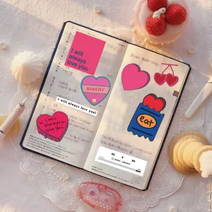 Pink heart Mazzzzy stickers set for notebook decoration with sweet aesthetic design