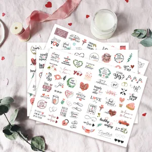 German Wedding Stickers Heart Floral Pattern Wedding Invitation Decorative Accessory Planner Journaling Label Decor Multi Color