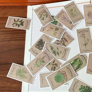 Vintage apothecary plant stickers with botanical herbal illustrations for journaling