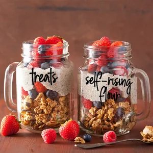 Set di 2 etichette per dispensa su barattoli in vetro con frutti di bosco e avena, stile rustico