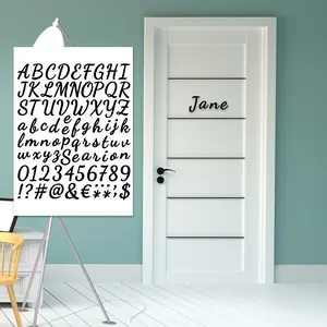 Waterproof black script letter stickers for DIY home decor on doors and windows