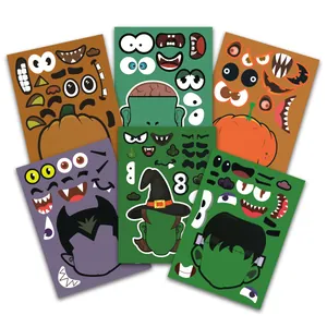 Halloween DIY Stickers For Kids Make A Face Pumpkin Witch Vampire Frankenstein Puzzle Sticker Sheets Party Favors Decoration