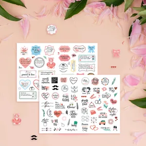 266-piece German wedding planning stickers with romantic hearts and teddy bear motifs