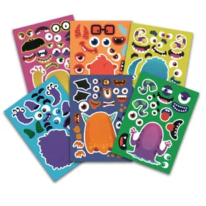 Halloween Monster DIY Stickers For Kids Creative Character Face Puzzle Sticker Sheet For Party Decoration Fun Handcraft