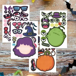 Autocollants Halloween DIY Faire Un Visage Puzzle Pour Enfants Citrouille Monstre Sorcière Fantôme Décoration Fête Cadeau