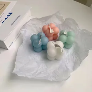 Bubble cube soy wax scented candles in pastel blue, pink, mint green and white