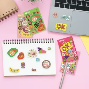 Kleurrijke cartoon DIY stickers set met creatieve illustraties voor planners en laptops