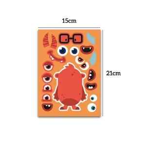 DIY Halloween monster stickers featuring zombie and vampire themes for kids puzzles