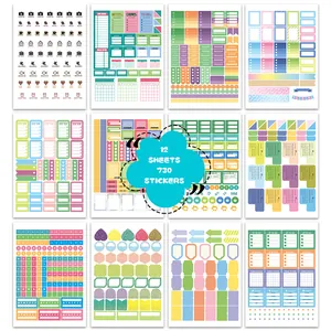 730-teiliges Planer-Sticker-Set mit 12 Bögen für die monatliche und wöchentliche Organisation