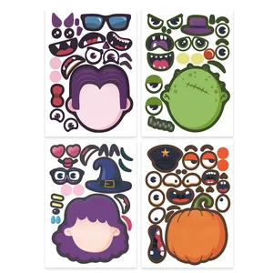 Lot de stickers d'Halloween à composer avec citrouilles et monstres pour enfants