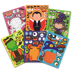 Halloween DIY Make-A-Face Aufkleber Für Kinder Cartoon Vampir Kürbis Hexe Mumie Monster Basteln Aufkleber Party Deko
