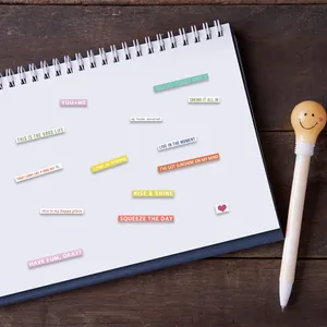Adesivi creativi con frasi inglesi e design colorati per diari e agende