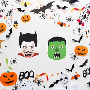 Set adesivi di Halloween con maschere fai-da-te vampiro e Frankenstein per bambini