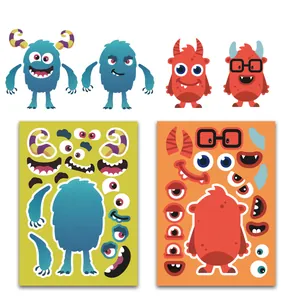 DIY Halloween monster stickers for kids featuring zombies, pumpkins, and spooky characters